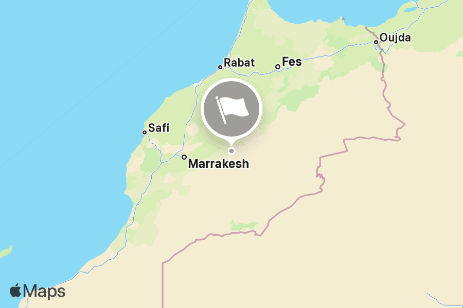 Map showing Marrakech within Morocco