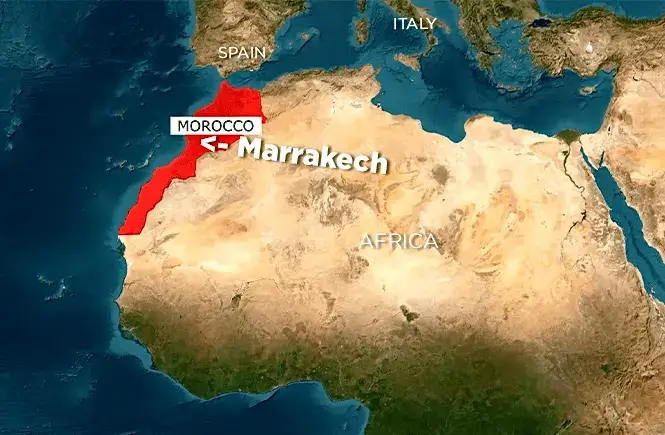 Where is Marrakech located on the map of Morocco